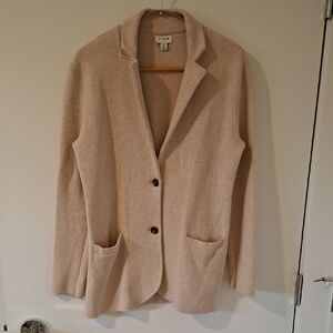 J. Crew Women's Oatmeal/Ivory/Neutral 100% Cotton Blazer-style Cardigan (Size S)